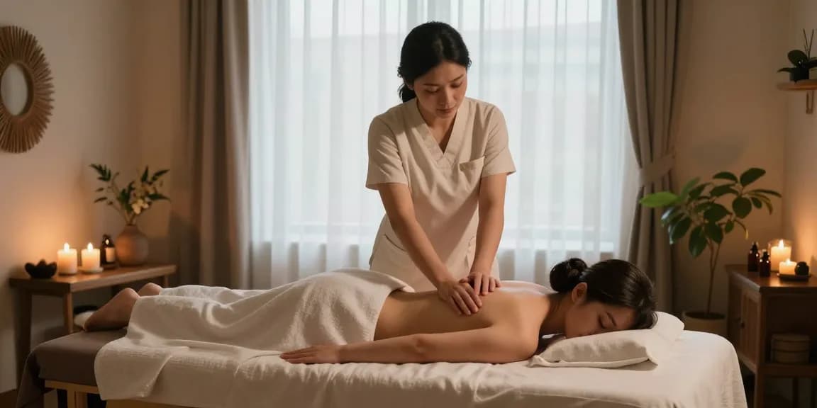 대전마사지 전문 스파에서 휴식하는 고객과 마사지 치료사 모습