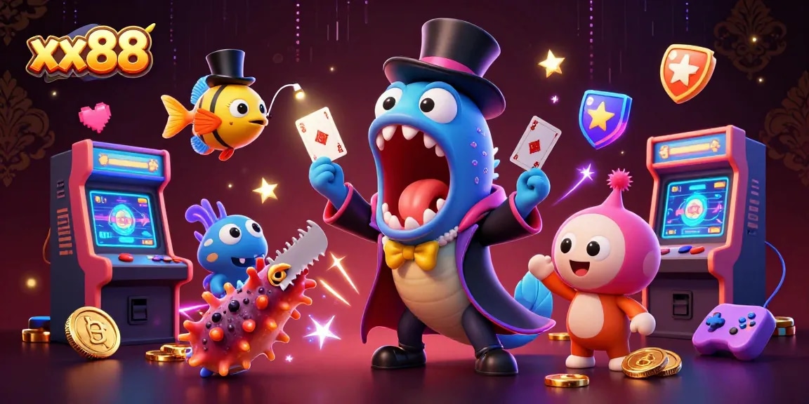 Experience the magic of xx88 with a vibrant 3D casino scene featuring animated sea creatures.