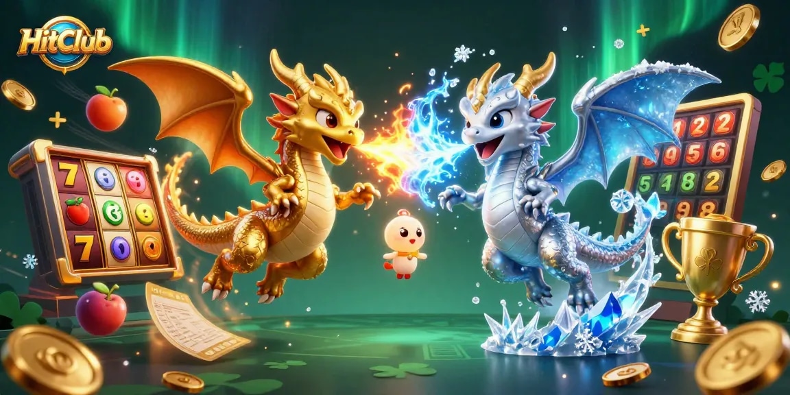 HitClub showcases a vibrant scene with dragon champions battling in a jackpot casino adventure.