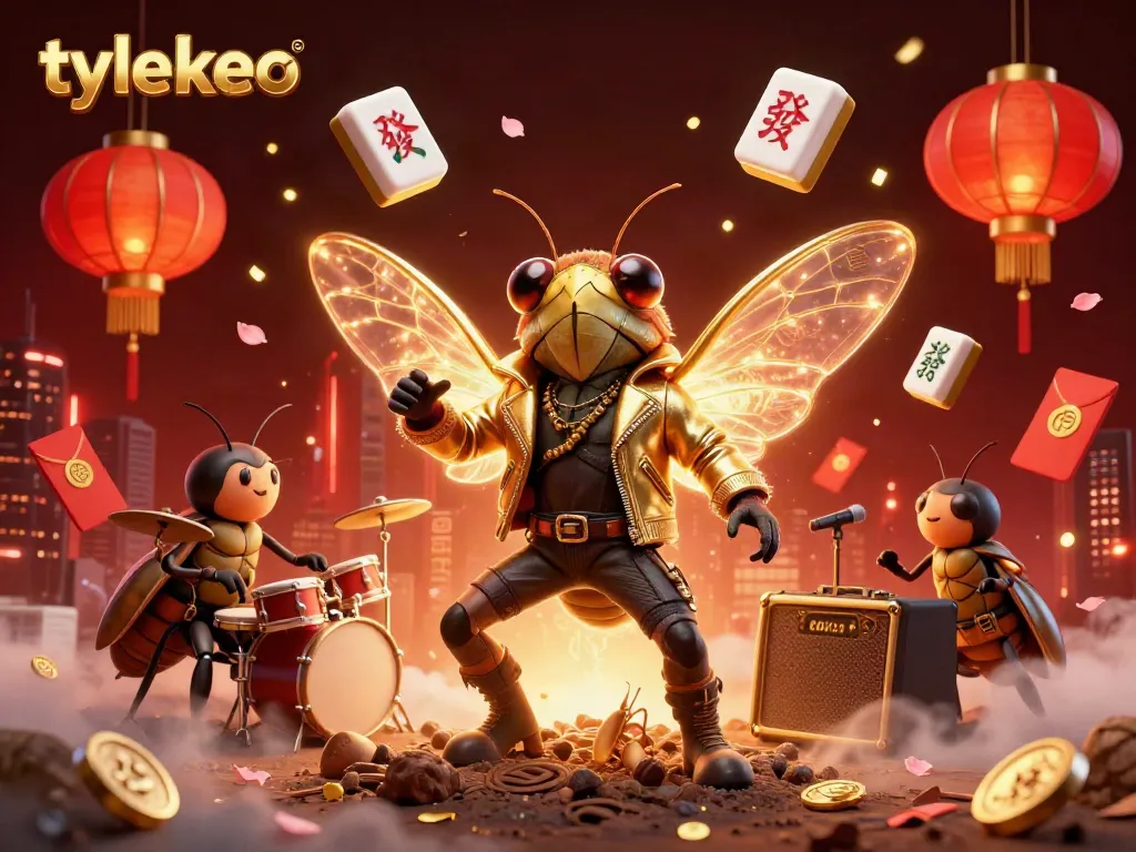 Engage in the thrilling world of gambling with tylekeo, featuring a vibrant rock star scene celebrating luck and winnings.
