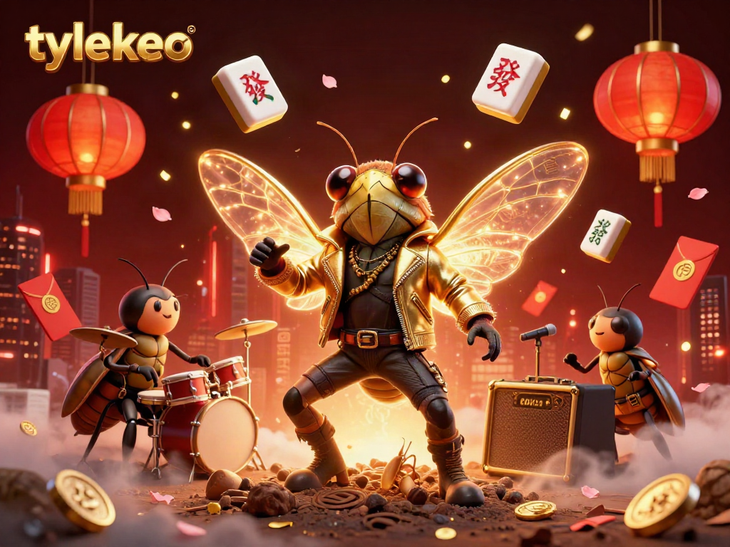 Engage in the thrilling world of gambling with tylekeo, featuring a vibrant rock star scene celebrating luck and winnings.