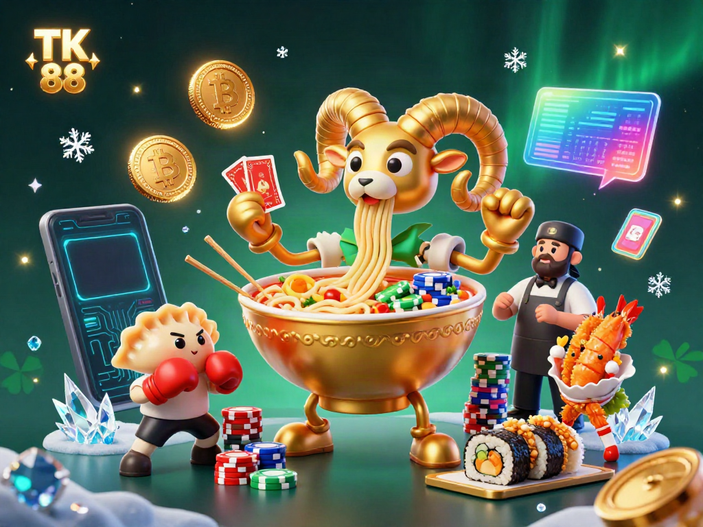 Experience thrilling gameplay at TK 88 with dynamic characters and casino elements in a vibrant illustration.
