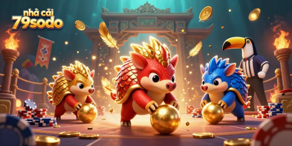 Engage in thrilling gaming with nhà cái 79sodo featuring rival pangolins and vibrant casino elements.