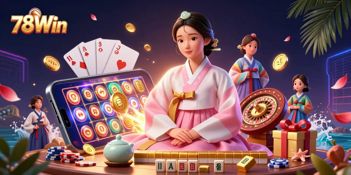 Experience thrilling gameplay at 78Win with vibrant slot games, casino elements, and a serene atmosphere.