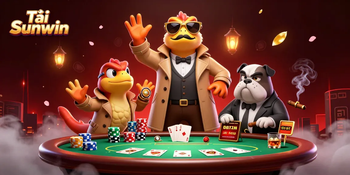 Win big at Tải Sunwin with three raptors in disguise at a poker table ready for action.