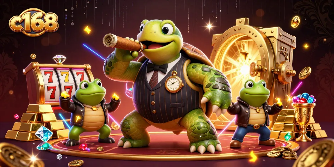 Experience high-stakes fun at c168 with casino-themed characters in a dynamic 3D scene.