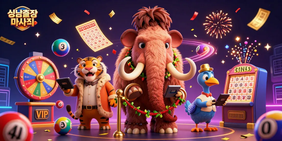 Engage with 성남출장마사지 at the premium casino scene featuring a mammoth bouncer and vibrant lottery elements.